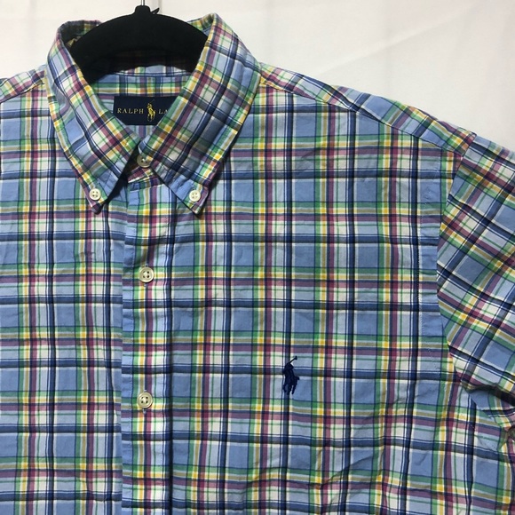Ralph Lauren Button Down Shirt Mens M Blue Pink Green White Yellow Long Sleeve - Picture 2 of 7